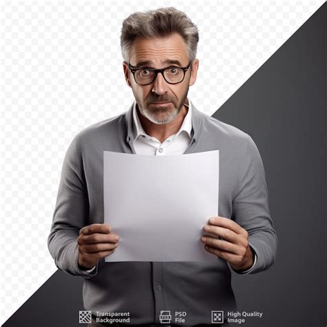 Premium Psd A Man With Glasses Holding A Piece Of Paper With The Words The Word On It