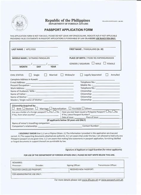 Application For Passport Renewal For Minors From Sa