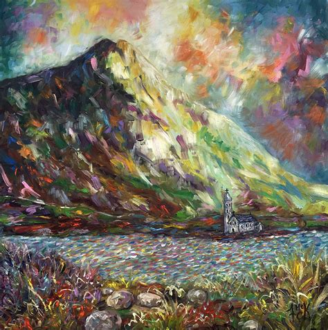 Church Of The Sacred Heart Below Errigaldonegal Oil On Canvas 24 X