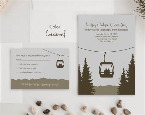 Mountain Gondola Wedding Invitation Template Ski Lift Wedding Etsy