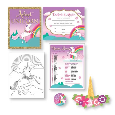 Adopt A Unicorn Party Kit Certificate Adoption Sign Etsy Canada