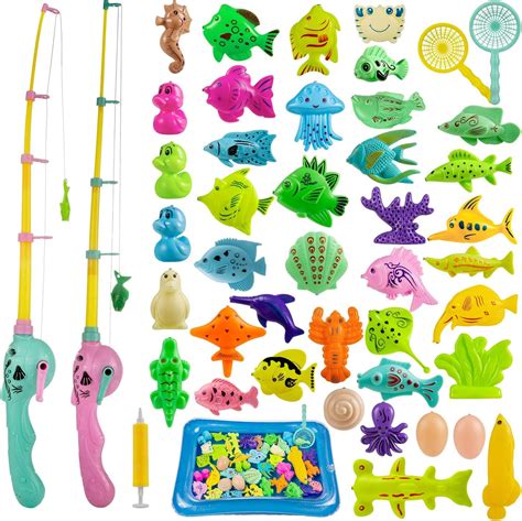 Zwoos Toy Fishing Game 44 Piece Magnetic Fishing Toys Game Set For Kids