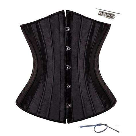 Sexy Satin Waist Cincher Cupped Corset With 26 Steel Bones For Womens Body Shaping And Underbust