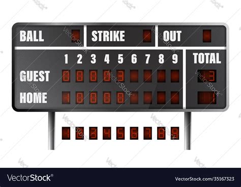 Realistic Baseball Scoreboard Score On Board Vector Image