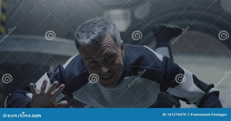 Astronaut Looking Out Of Spaceship Window Stock Image Image Of Modern