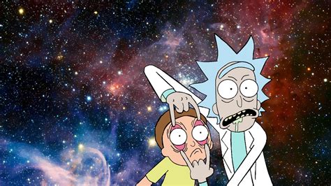 Rick And Morty On Galaxy Background Illustration Hd Wallpaper
