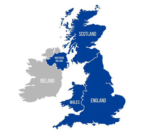 United Kingdom Map England Scotland Wales Northern Ireland Vector
