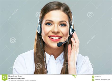 Call Center Support Operator Close Up Portrait Of Woman Custome Stock Photo Image Of
