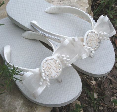 Diamond Bridal Flip Flops Beach Weddings Swarovski Crystal Etsy