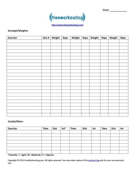 Unique Free Exercise Log Template Best Of Template Free Printable
