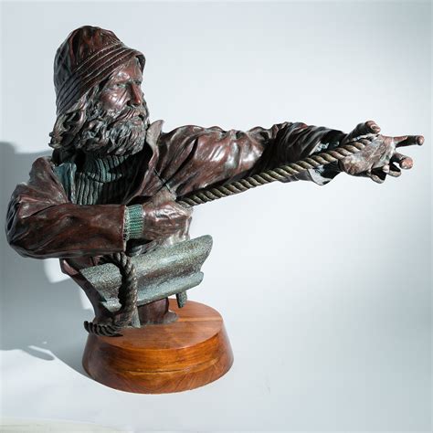 Bronze Fisherman Sculpture Signed By John Soderberg Sculpture Bronze