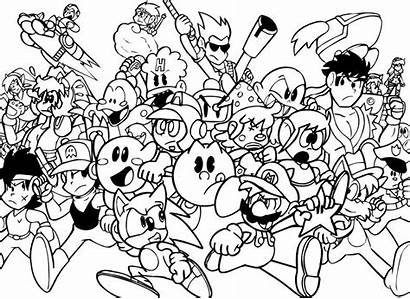 Coloring Pages Characters Adults Pacman Nintendo Lineart