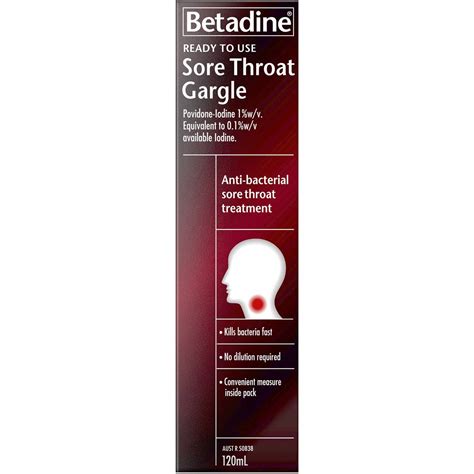 Betadine Sore Throat Gargle Ready To Use 120ml Woolworths