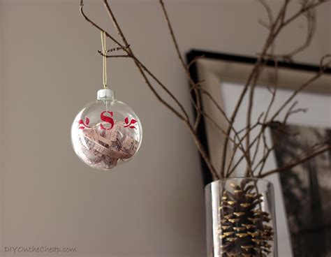 Monogrammed Glass Ornament Filled With Sheet Music