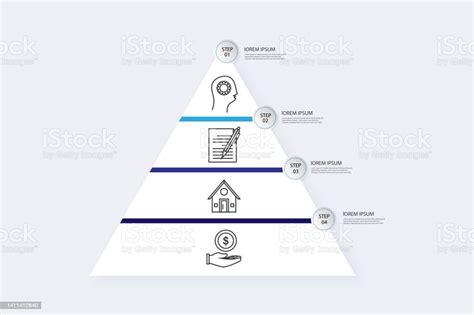 Infografis Piramida Dengan Empat Langkah Ilustrasi Stok Unduh Gambar
