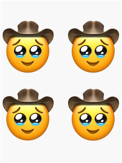 Happy Tears Cowboy Emoji Pack Sticker For Sale By Emmie Grace Redbubble
