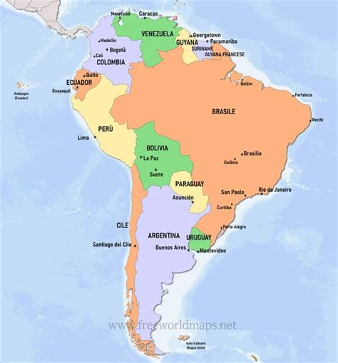 Mappa Del Sud America