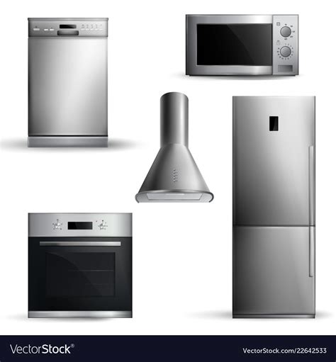 Realistic Kitchen Appliances Set Royalty Free Vector Image