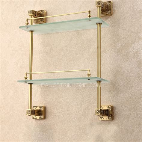 The most common brass glass shelf material is metal. Expensive Brass Antique Bronze Bathroom Glass Shelves