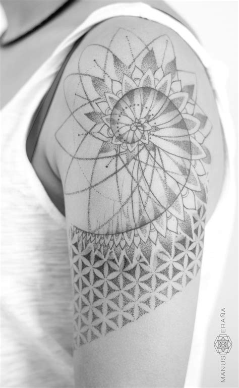 Tatuaje Geometrico Mandala Flower Of Life Dotwork Woman Arm Mandala