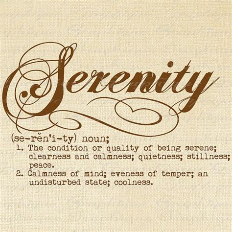Serenity Dictionary Definition Word Calligraphy Typography Etsy