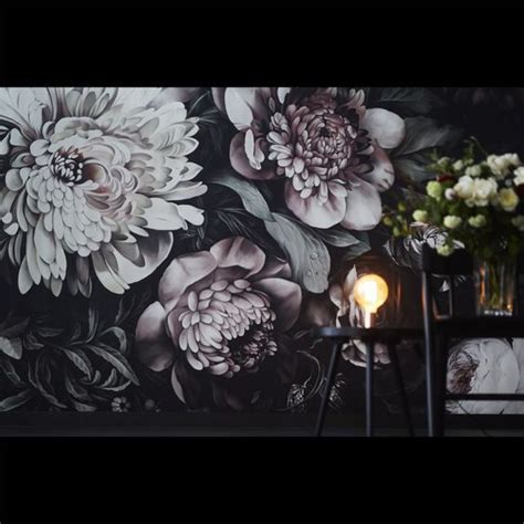Dark Floral Ii Wallpaper Black Floral Wallpaper Floral Wallpaper
