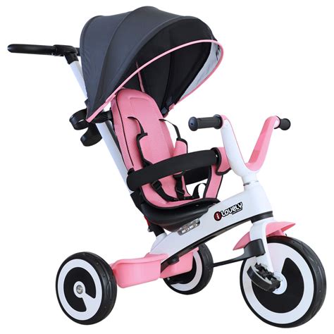 Buy Homcom Kids Tricycle 4 In 1 Childrens Push Trike Detachable Canopy