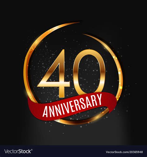 Template Gold Logo 40 Years Anniversary With Red Vector Image
