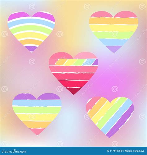 Rainbow Hearts Set Stock Illustration Illustration Of Cute 117440768