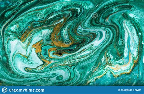 Green And Gold Marbling Pattern Golden Powder Marble Liquid Texture