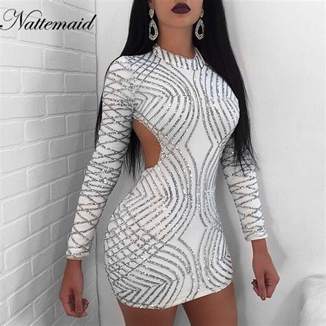 NATTEMAID Autumn O Neck Long Sleeve Short Dresses Sexy Backless Party