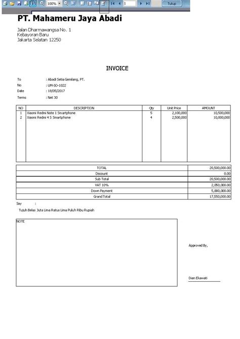 9 Contoh Invoice Lengkap Fungsi Dan Penjelasannya