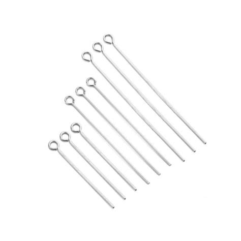 100pcs 20 30 40 50 60 70mm Stainless Steel Eye Pins Head Pins Jewelry