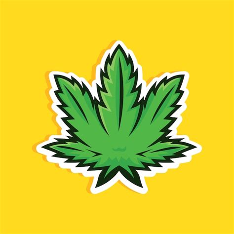 Folha De Cannabis De Estilo Dos Desenhos Animados Sobre Fundo Amarelo