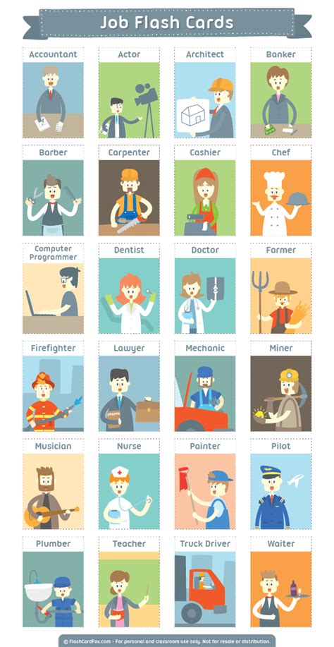 Neat Jobs And Occupations Flashcards Two Sided Flash Card Template