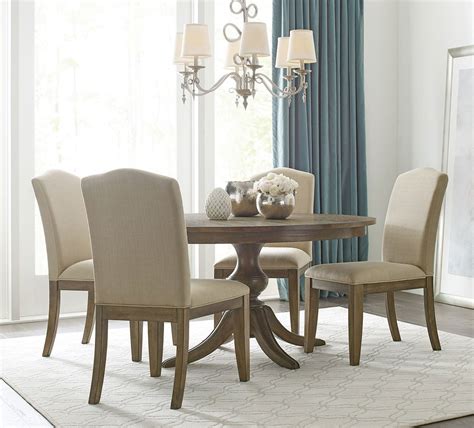 The Nook 54 Inch Round Dining Set Oak W Parsons Chairs Kincaid Furniture Furniture Cart
