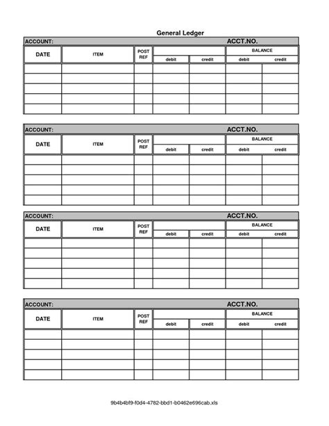 In order to close the expense ledger account, we must first total both sides. General Ledger Template Printable | AccountingBooks ...