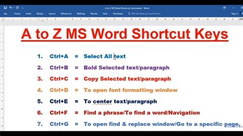 a to z shortcut key in ms word all shortcut key in ms word hindi images and photos finder