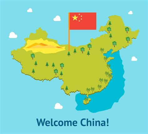Premium Vector Cartoon Travel China Welcome Card Poster Tourism