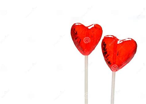 Two Heart Shaped Lollipops For Valentine Stock Photo Image Of