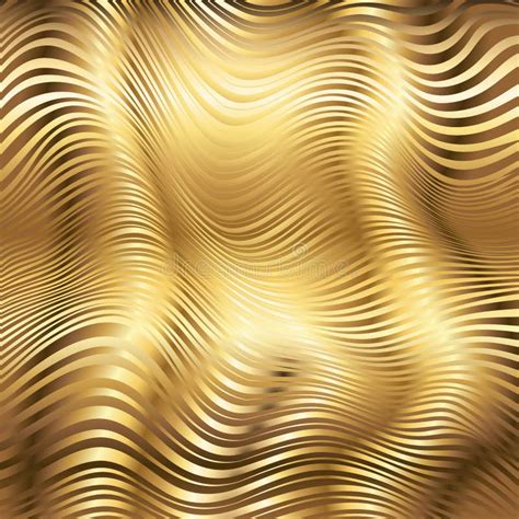 Golden Striped Waves Vector Abstract Background Stock Vector