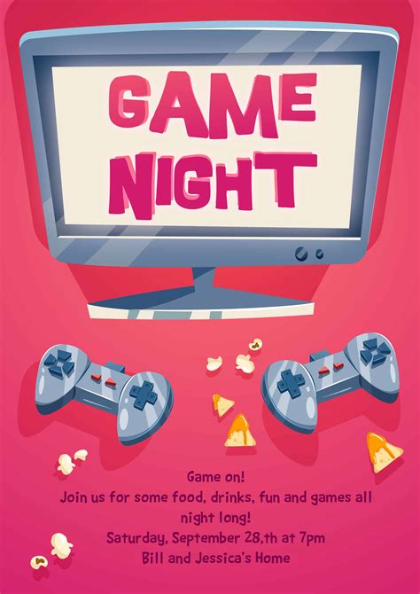 Game Night Invite Template Printable Word Searches