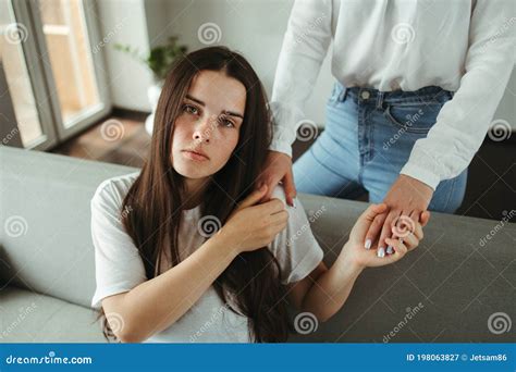 Woman Supporting And Comforting Her Sad Friend Stock Image Image Of