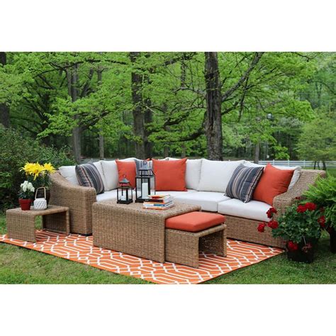 Ae Outdoor Arizona 8 Piece All Weather Wicker Patio Sectional With