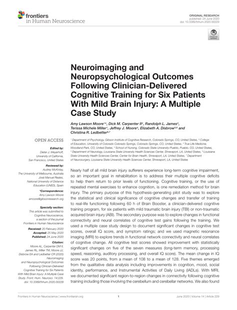 Pdf Neuroimaging And Neuropsychological Outcomes Following Clinician