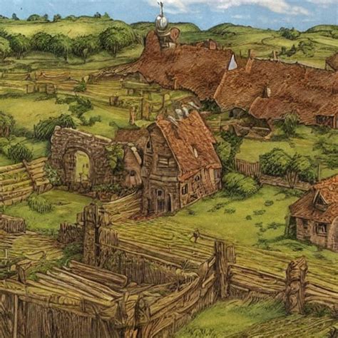 Eye Level Of A Medieval Farm Ultra Detailed Environment Concept