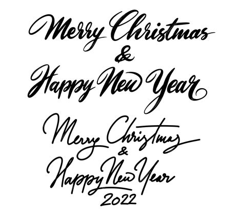 メリークリスマスと新年あけましておめでとうございます2022年書道手書き プレミアムベクター