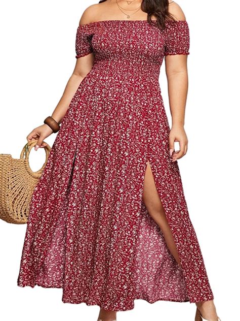 Womens Summer Dresses Strapless Beach Sundress Off Shoulder Boho Party Floral Long Maxi New