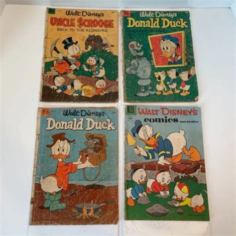 Lot Of 8 Walt Disneys Comics Vintage Dell Comics 1950s And 1960s Donald