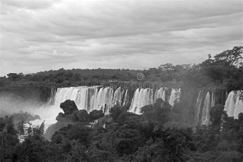Monochrome Iguazu Falls Argentina Side Stock Image Image Of White